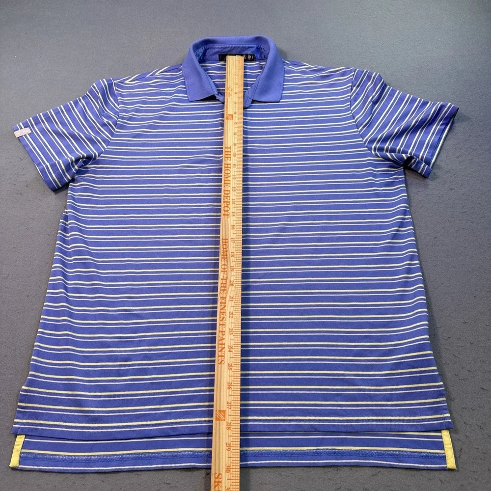 RLX Ralph Lauren Polo Golf Shirt MENS LARGE PERFORMANCE BLUE YELLOW  Stripe